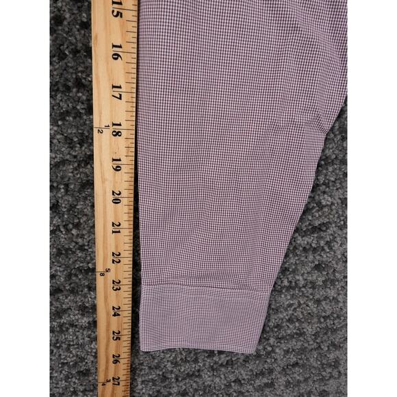 UNTUCKit Shirt Mens Large Maroon White Gingham Plaid Wrinkle Free Casual Preppy - Picture 7 of 10